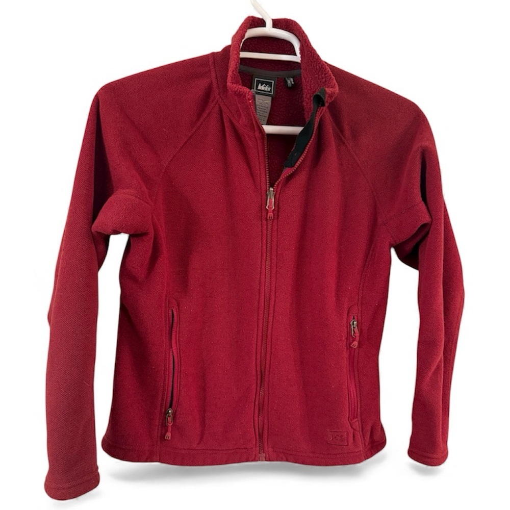 REI POLARTEC ZIP IN BURGUNDY FLEECE JACKET MEDIUM